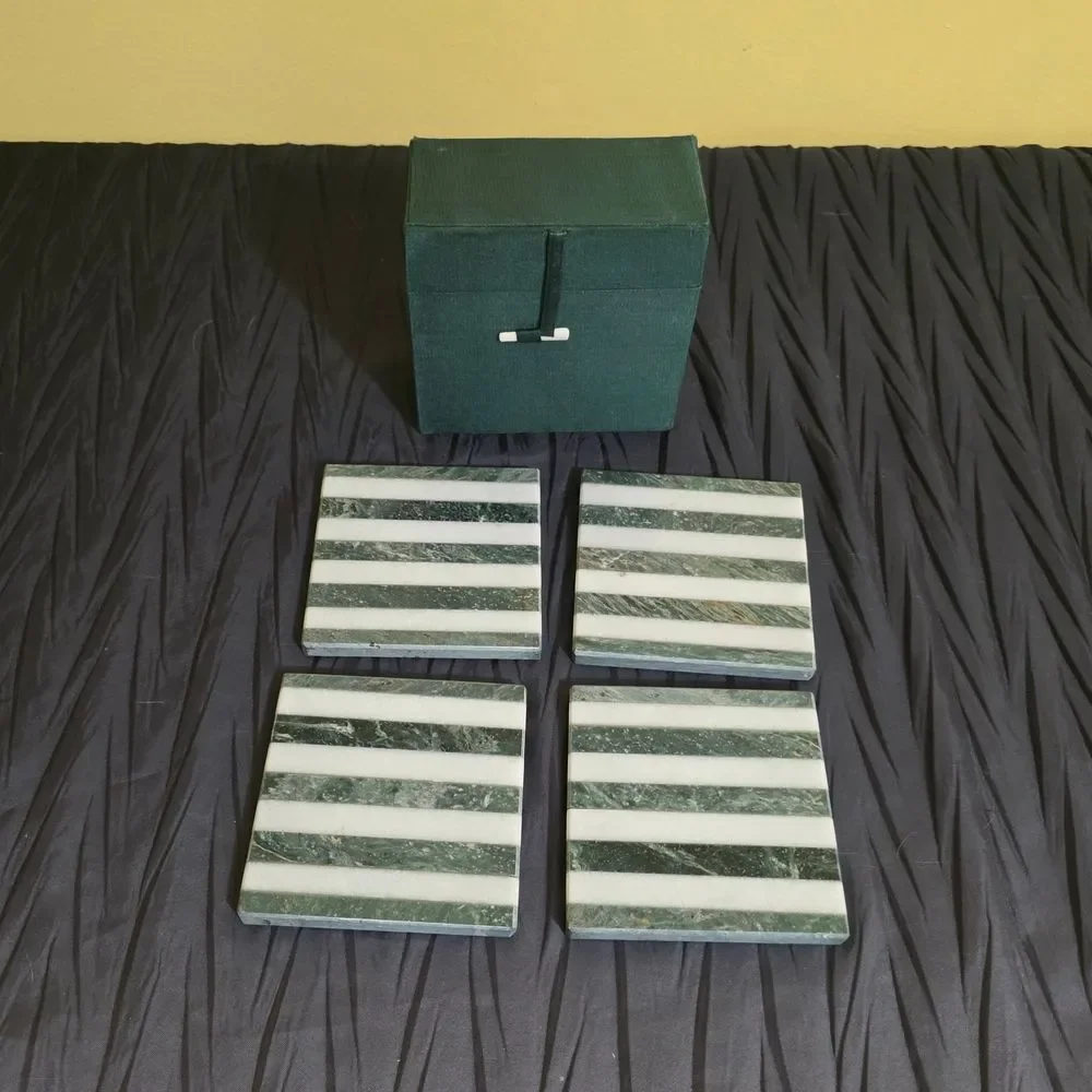 Striped Marble Coasters Set